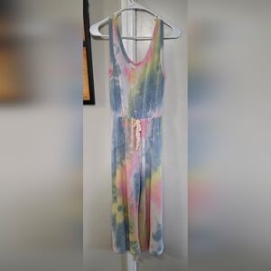 Tie-Dye Scoop Neck Jumpsuit - Pastel Multicolor